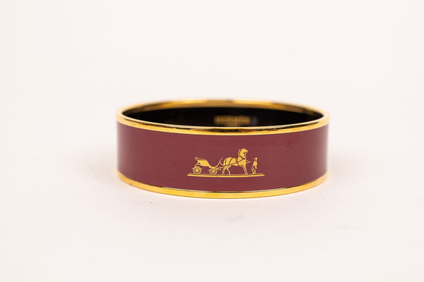Hermes Red Rough Bangle Wide Enamel Bracelet