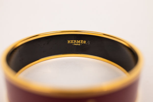 Hermes Red Rough Bangle Wide Enamel Bracelet