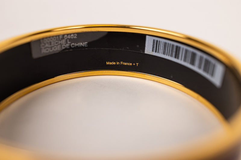 Hermes Red Rough Bangle Wide Enamel Bracelet