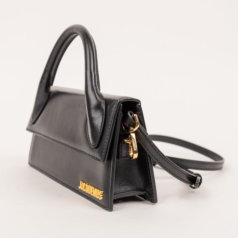 Jacquemus Black Leather Solid Le Long Chiquito Crossbody Bag