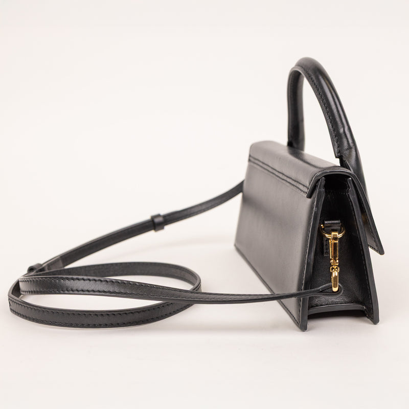 Jacquemus Black Leather Solid Le Long Chiquito Crossbody Bag