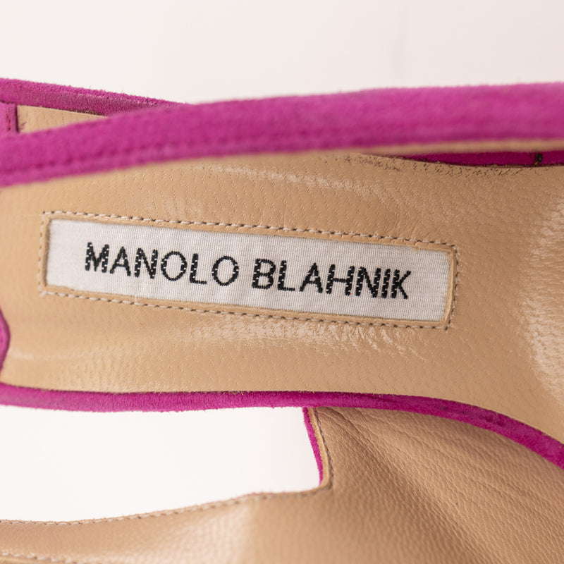 Manolo Blahnik Pink Suede Slingback Heels