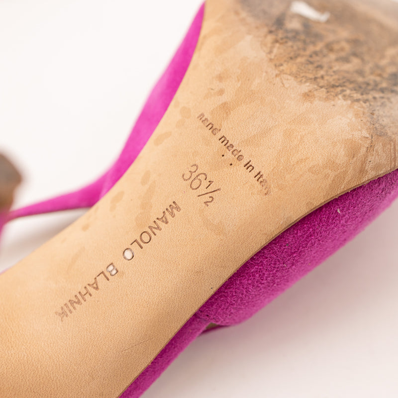 Manolo Blahnik Pink Suede Slingback Heels