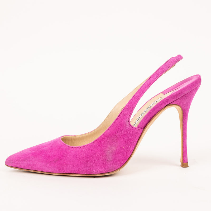 Manolo Blahnik Pink Suede Slingback Heels