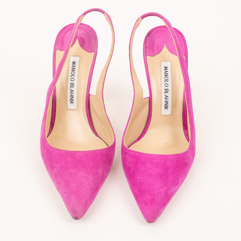 Manolo Blahnik Pink Suede Slingback Heels
