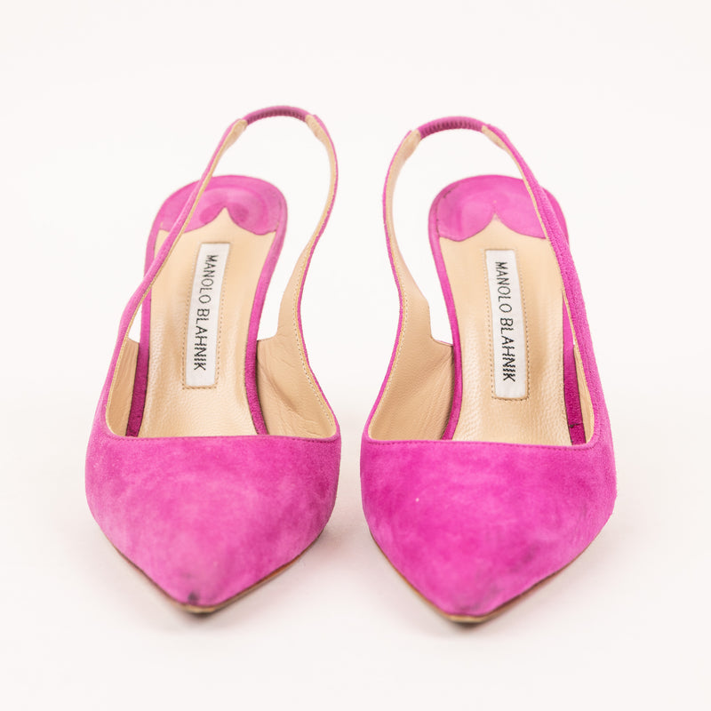 Manolo Blahnik Pink Suede Slingback Heels