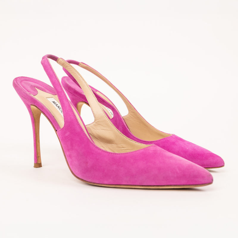 Manolo Blahnik Pink Suede Slingback Heels