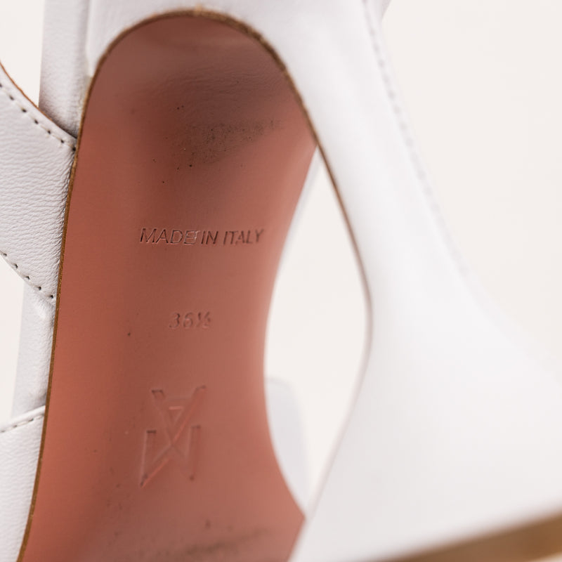 Amina Muaddi White Leather Begum Pumps Size 6.5