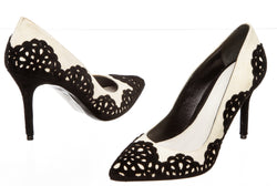 Alexander McQueen White and Black Suede Pump (Size 36)
