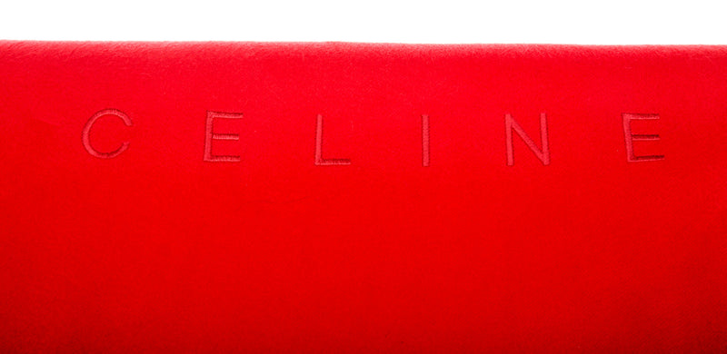 Celine Red Cashmere Logo Fringe Scarf