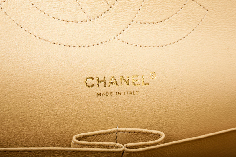 Chanel Beige Caviar Leather Double Flap Classic Bag Jumbo GHW