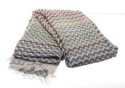 Missoni Home White Blue and Gray Fringe Scarf