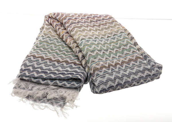 Missoni Home White Blue and Gray Fringe Scarf
