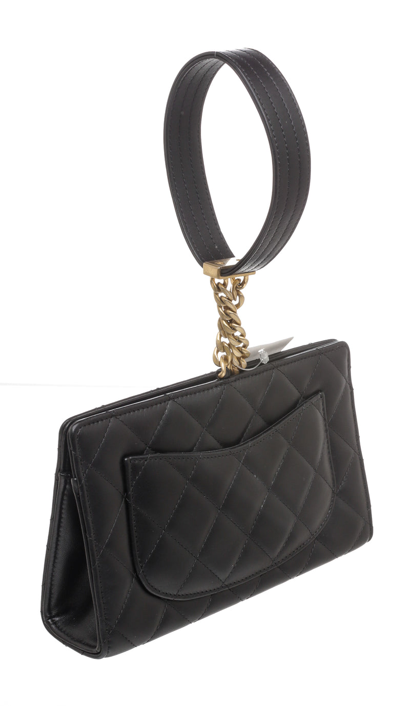 Chanel Black Lambskin Leather By the Sea Clutch