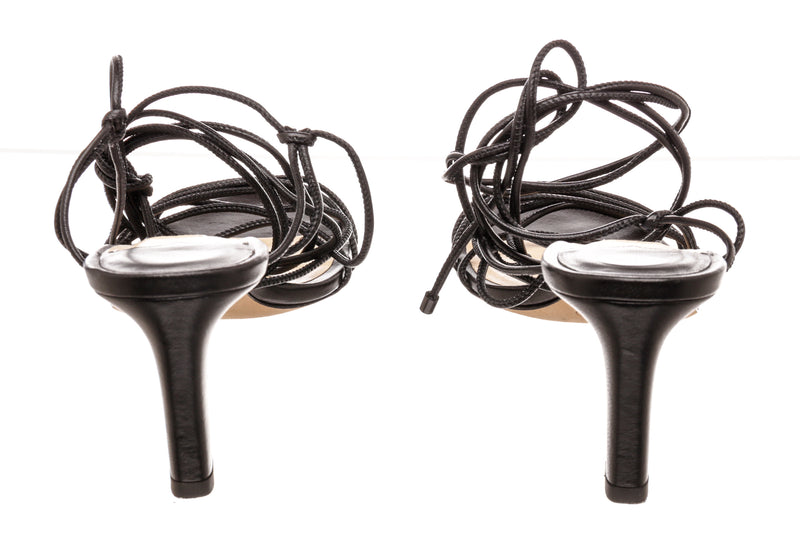 Jimmy Choo Black Leather Strappy Sandals Size 35