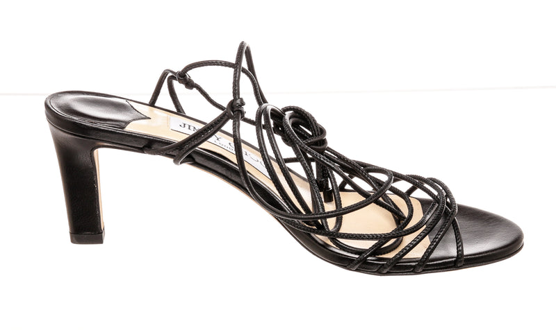 Jimmy Choo Black Leather Strappy Sandals Size 35