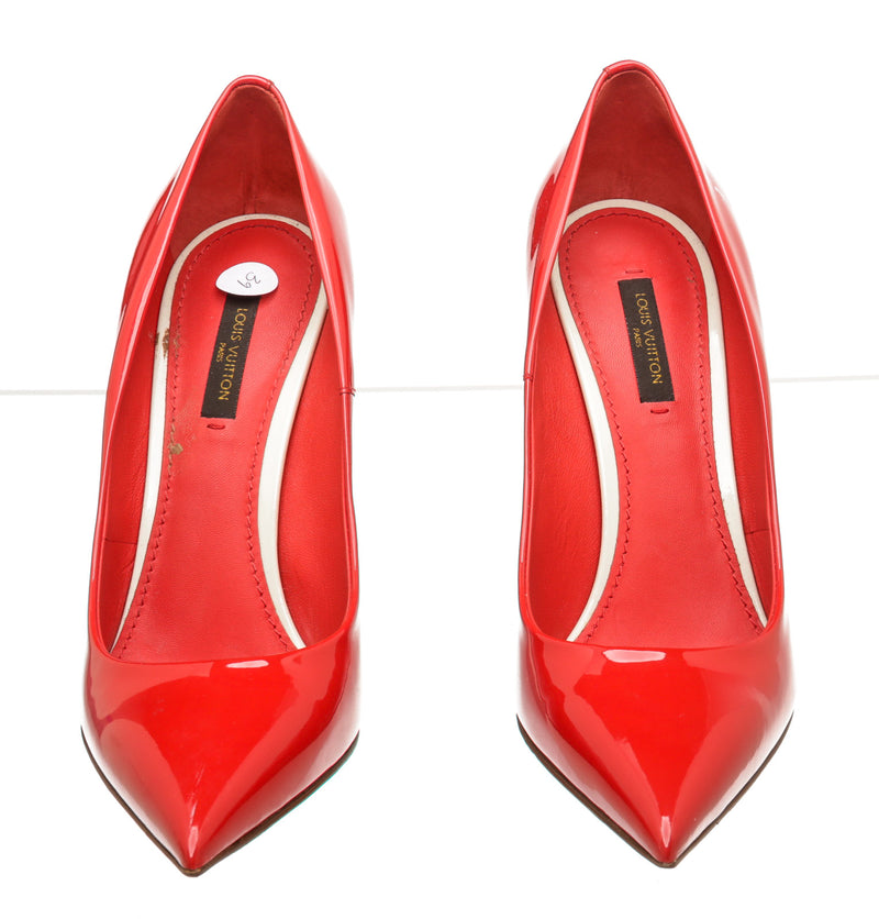 Louis Vuitton Red Patent Leather Eyeline Pumps Size 39