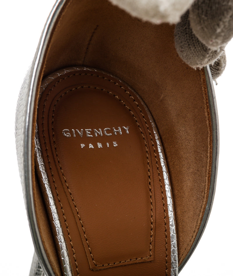 Givenchy Silver Leather Lock Strap Platform Sandals Size 37