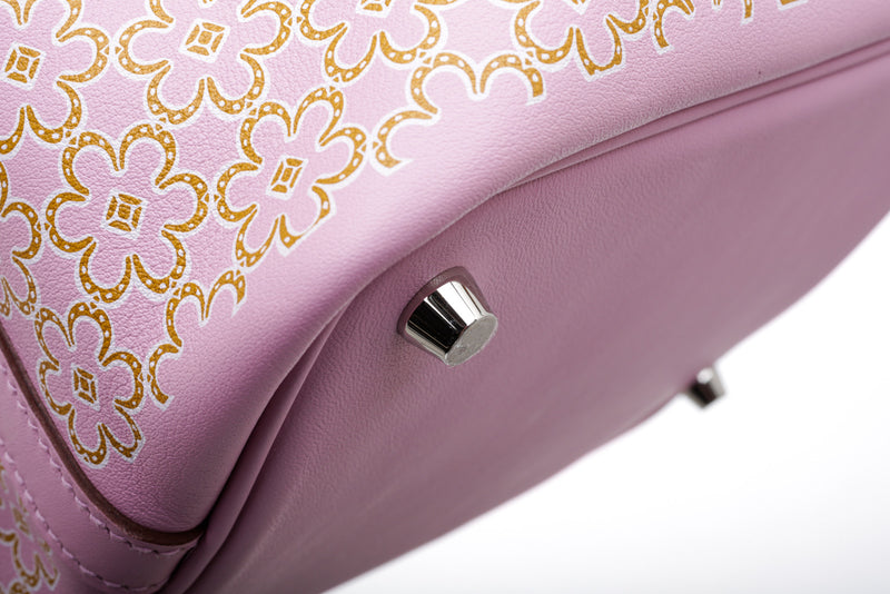 Hermes Pink Mauve Sylvestre Swift Leather Lucky Daisy Picotin Lock Bag 18cm