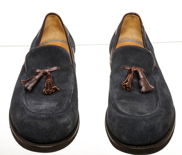 Brunello Cucinelli Blue Suede Men's Shoes Size 45
