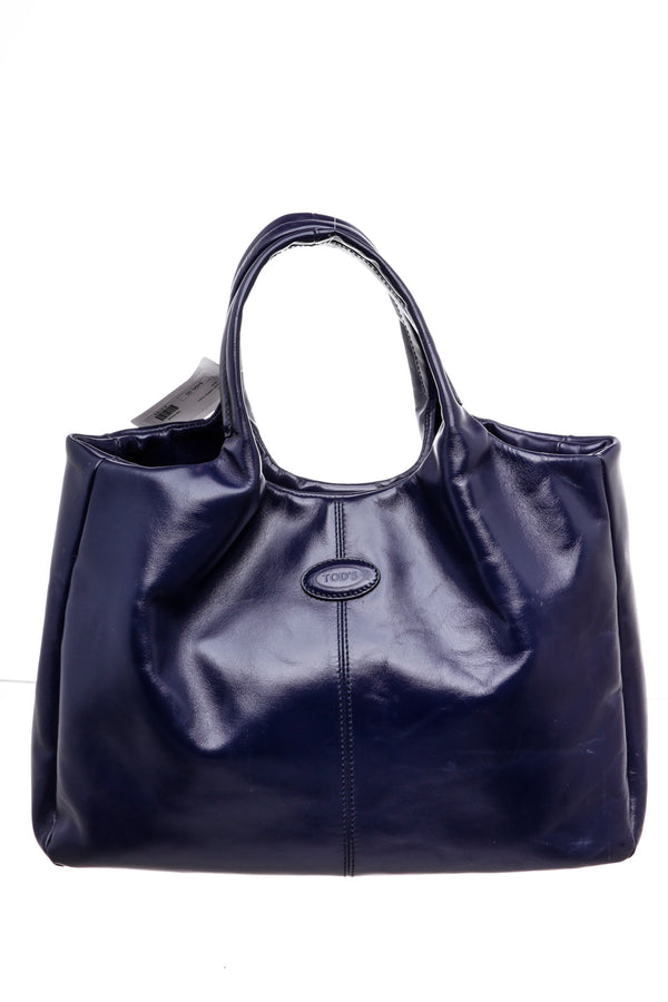 Tods Blue Leather Tote Bag