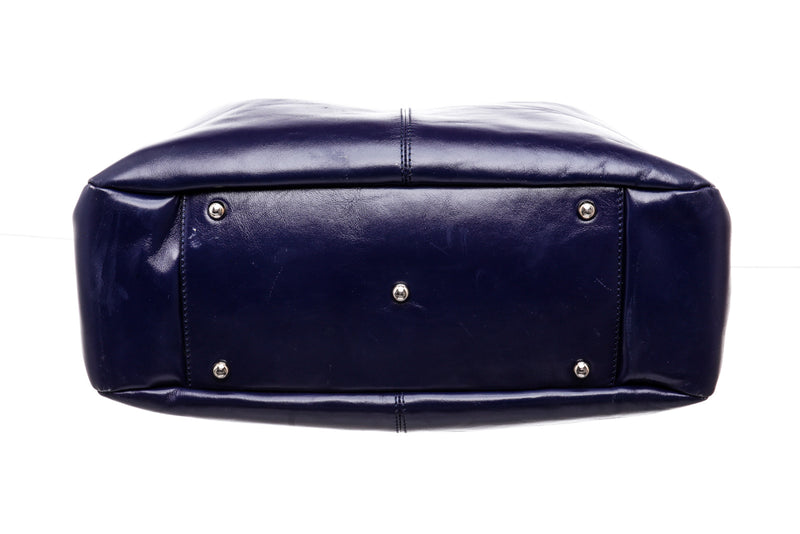 Tods Blue Leather Tote Bag