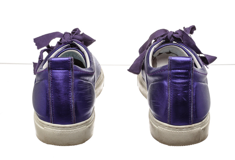 Lanvin Purple Metallic Leather Sneakers Size 6