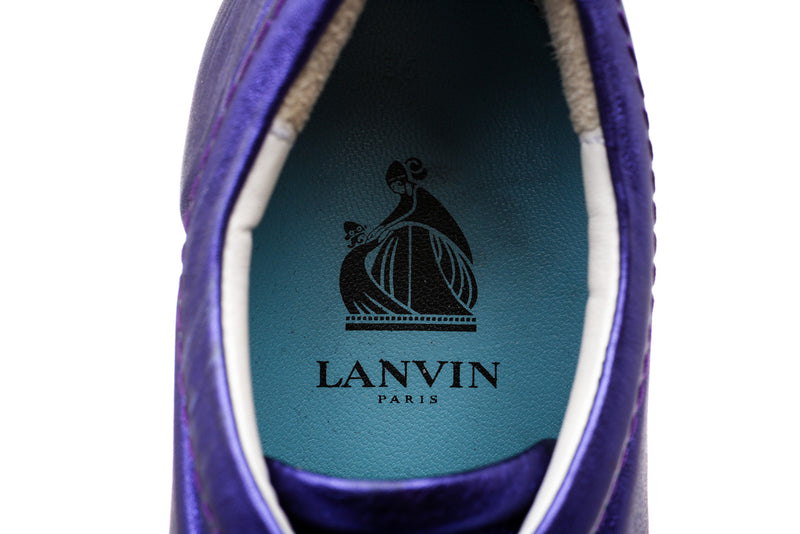 Lanvin Purple Metallic Leather Sneakers Size 6