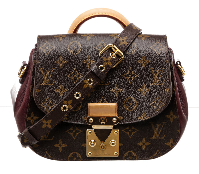 Louis Vuitton Brown Monogram Canvas & Burgundy Leather MM Eden Crossbody Bag