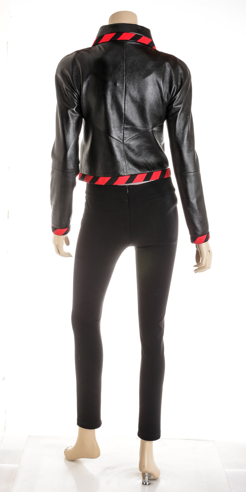 Chanel Black Leather Red Trim Motorcycle Jacket Size 36 Spring 2020 Collection