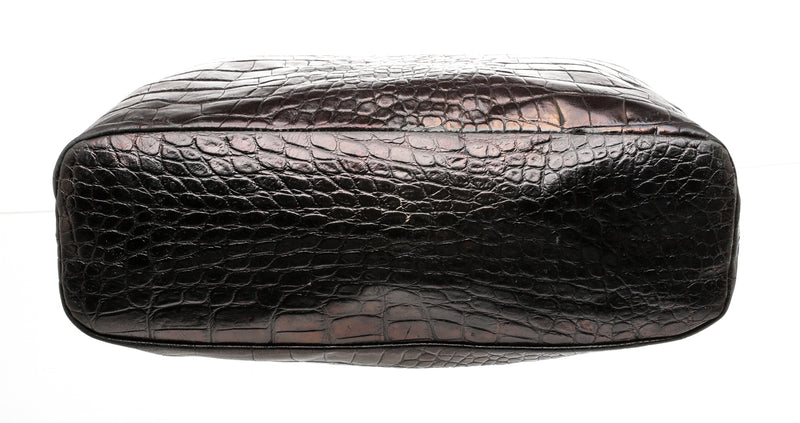 Roberto Cavalli Black Embossed Leather Tote