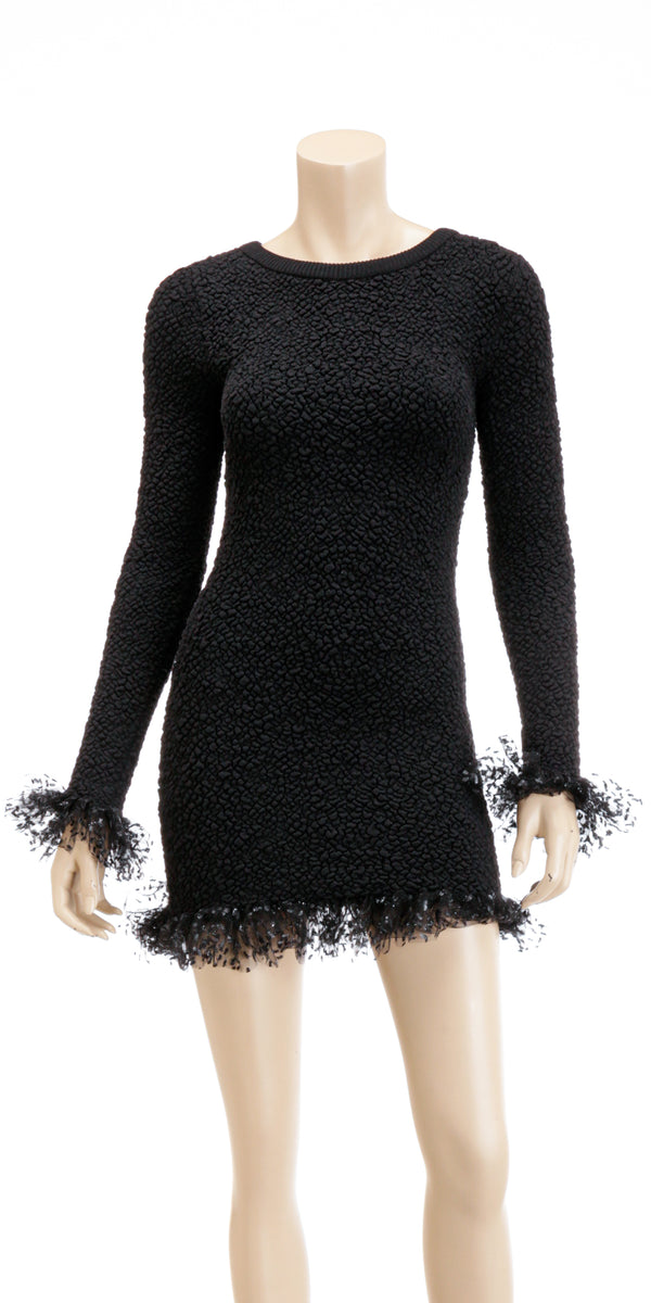 Saint Laurent Black Tulle Long Sleeve Dress Size XSmall