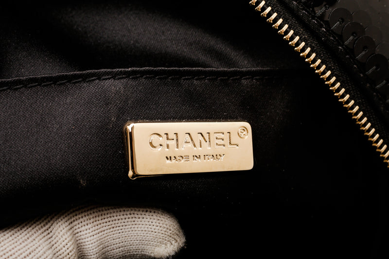 Chanel Black Leather and Sequin Backpack