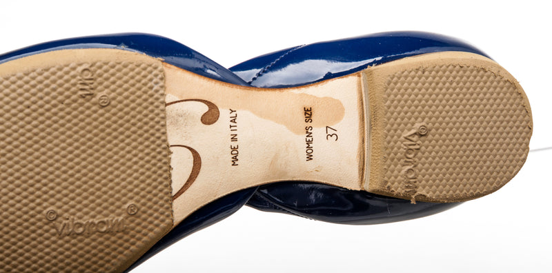 Roger Vivier Blue Patent Leather D'Orsay Flats Size 37