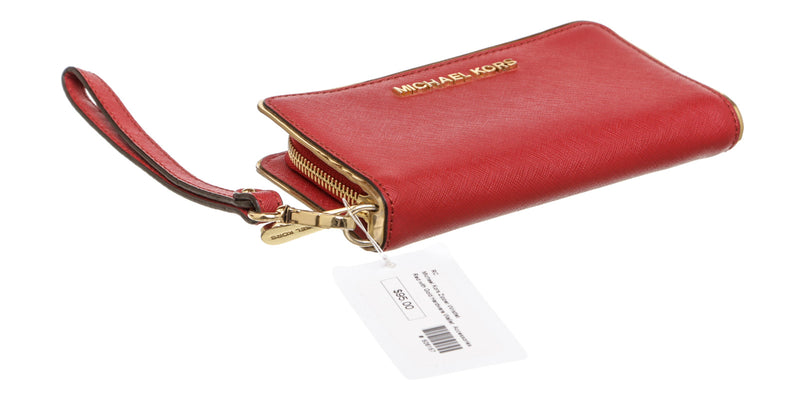 Michael Kors Red Leather Zipper Wristlet Wallet