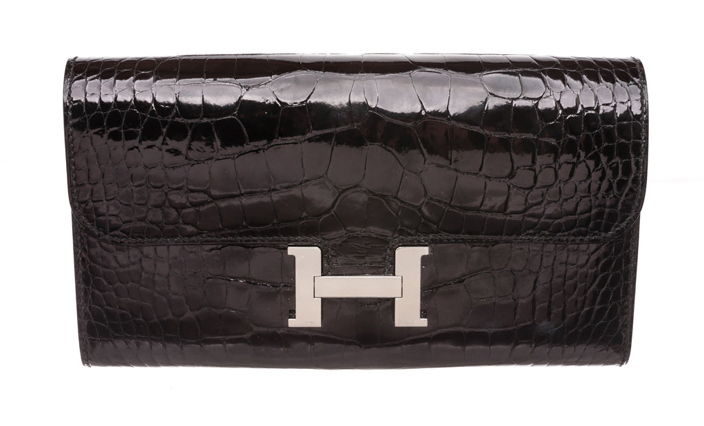 Hermes Wallet Geldbörse Constance Alligator Amethyste Crocodile Leather  Palladium