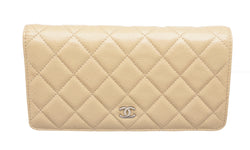 Chanel Beige Quilted Leather Bi Fold CC Yen Wallet