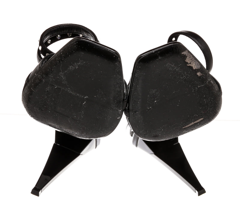 Saint Laurent Black Patent Leather and Suede Freja Sandals Size 38