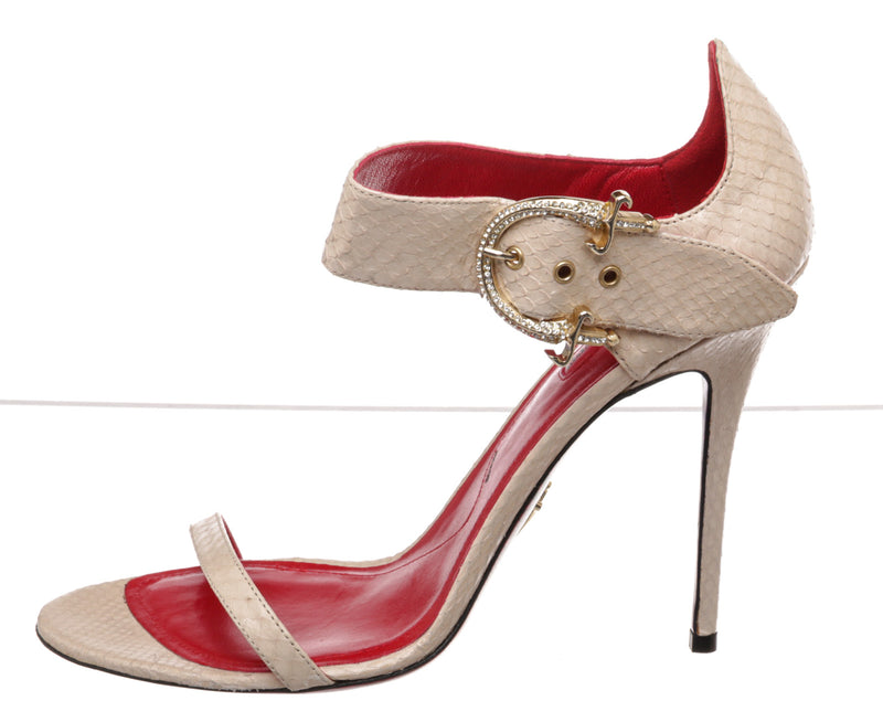 Cesare Paciotti Cream Snakeskin Sandals Size 40