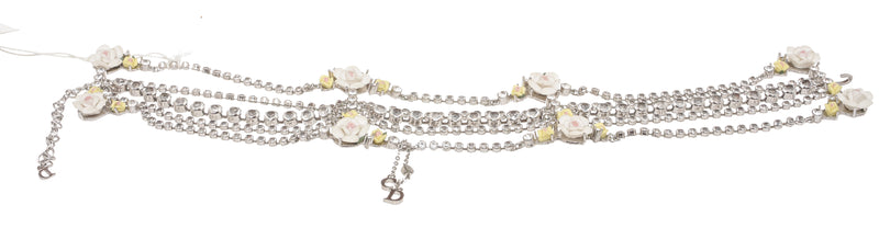 Christian Dior Silver and Crystal Flower Necklace