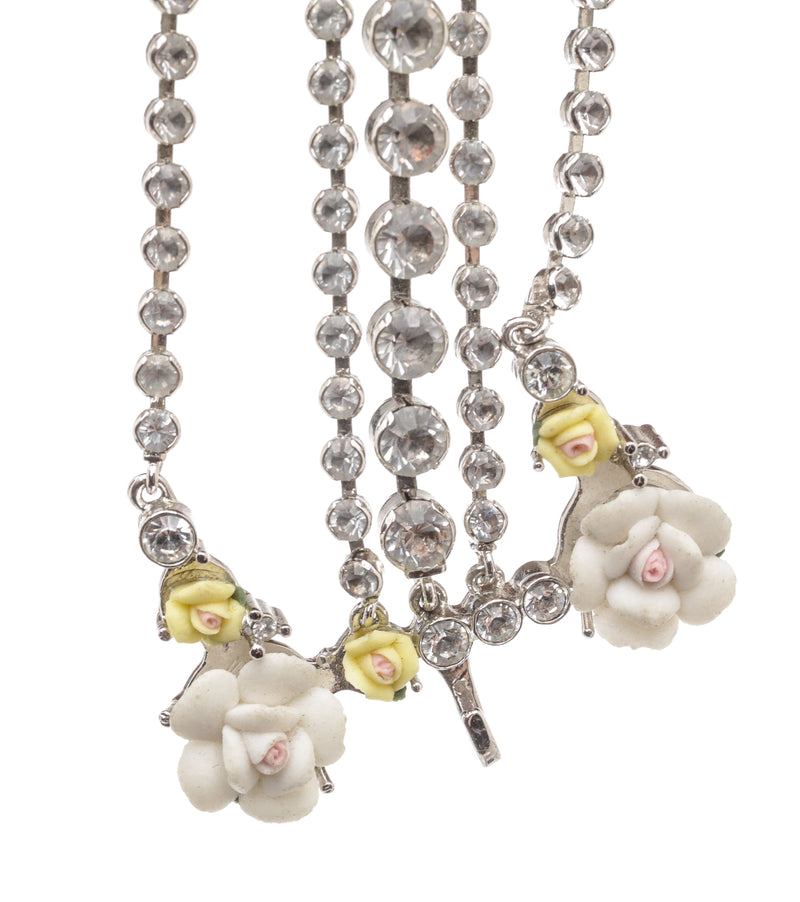 Christian Dior Silver and Crystal Flower Necklace