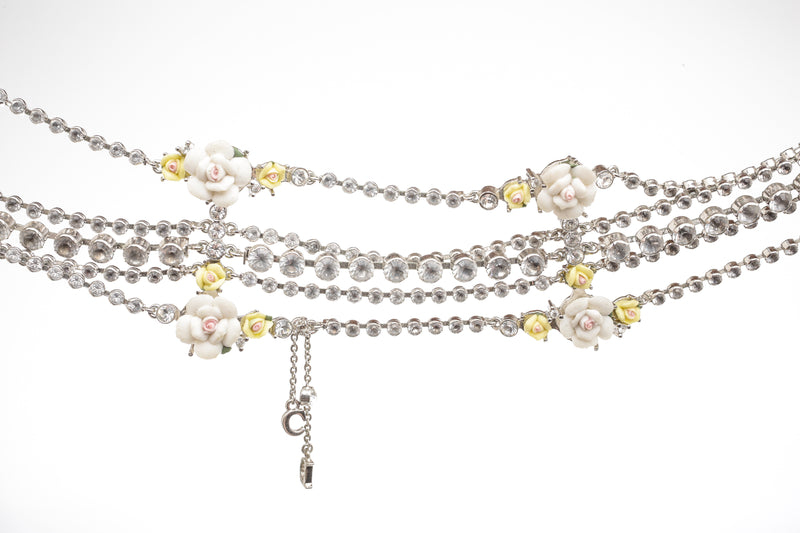 Christian Dior Silver and Crystal Flower Necklace