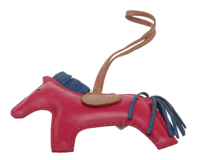 Hermes Red Rubis Bleu Saphir Fauve Milo Lambskin Grigri Rodeo Horse Bag Charm PM