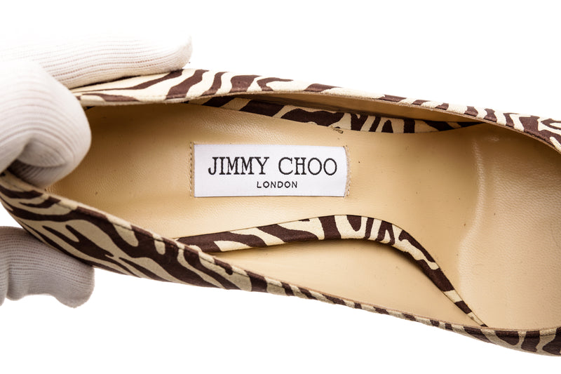Jimmy Choo Brown Suede Zebra Pattern Pumps Size 42