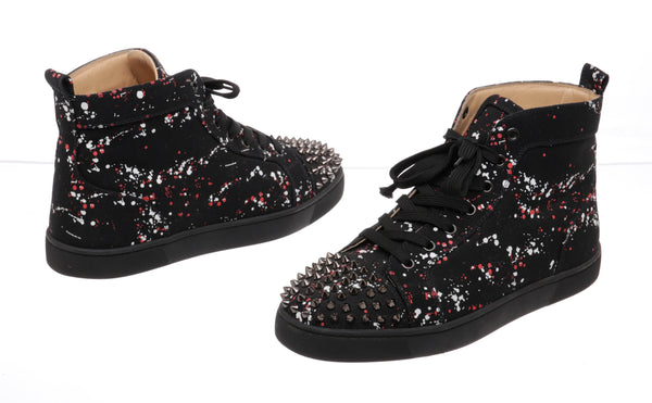 Christian Louboutin Black Canvas High-top Spike Spikes Sneakers Size 42