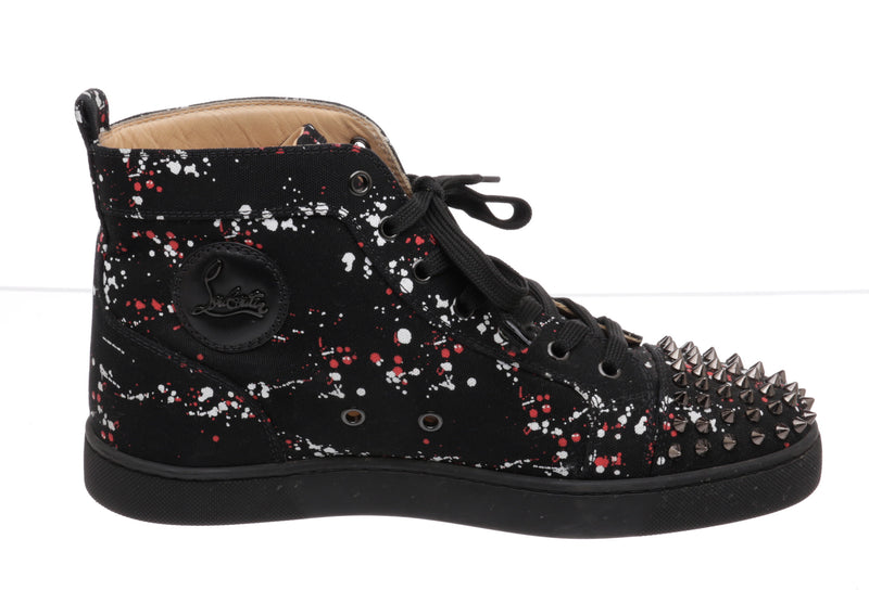Christian Louboutin Black Canvas High-top Spike Spikes Sneakers Size 42