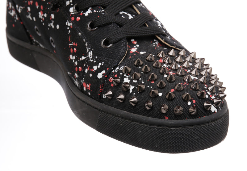 Christian Louboutin Black Canvas High-top Spike Spikes Sneakers Size 42