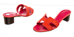 Hermes Red and Magenta Ponyhair Sandals Size 37.5