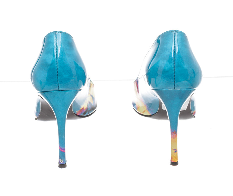 Stuart Weitzman Blue Multicolor Patent Leather Pumps Size 9.5
