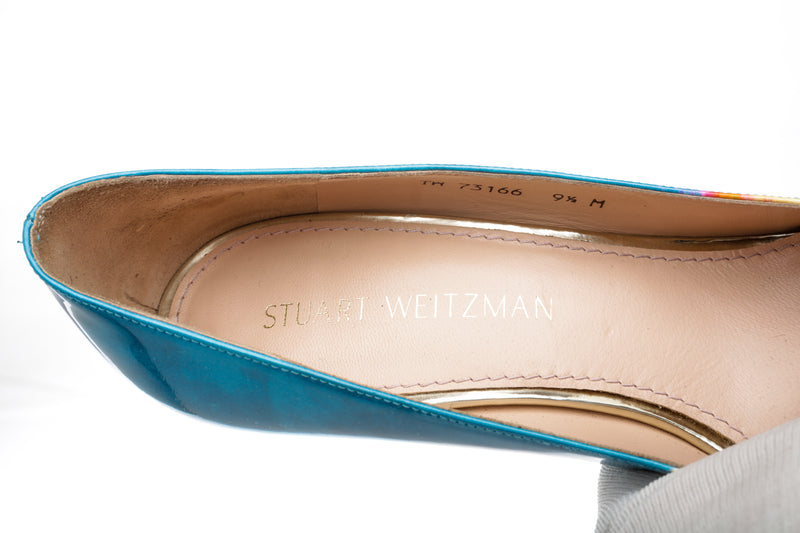 Stuart Weitzman Blue Multicolor Patent Leather Pumps Size 9.5